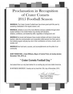 Crater Comet Football Proclamation